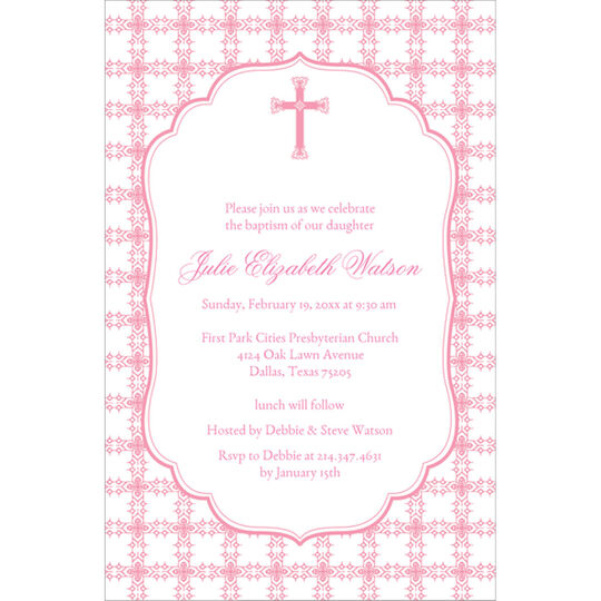 Pink Tile Cross Invitations